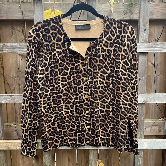 Zara Leopard Print Knit Cardigan - Picture 2 of 4